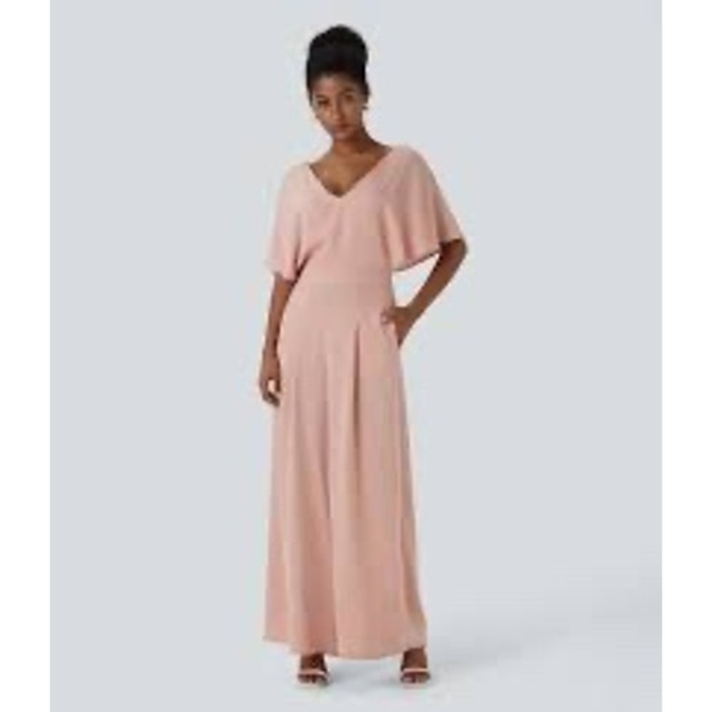 NWT Halara Flowy Wide Leg Bridesmaid Wedding Guest Jumpsuit Women S Minimalist